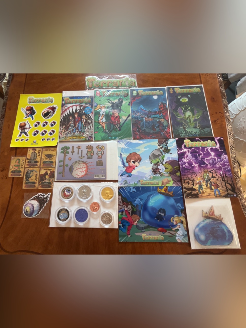 Terraria Official Collector Lot Re-Logic 50 Amp Metal Cards Challenge Coins Comi